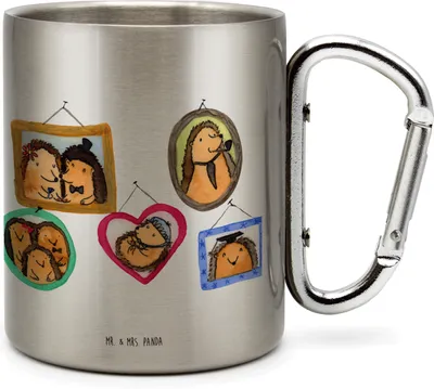 Produktbild von Mr. & Mrs. Panda Teetasse Igel Familie - Transparent - Geschenk, Liebe, Bilder, Becher Aus Edelstahl, Thermobecher, Bruder, thermotasse, isoliertasse, Edelstahltasse