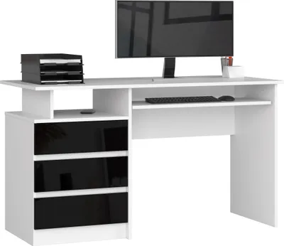 Produktbild von Schreibtisch 135x60cm 3 Schubladen Computertisch Tastaturauszug