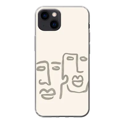 Produktbild von MuchoWow® Handyhülle Schutzhülle Hülle für iPhone 13 mini Gesicht - Abstrakt - Strichzeichnung Silikon Softcase Handy Hülle - Softcase