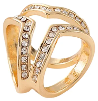 Produktbild von Schalknopf mit dreifachem Ringdesign, Strassbesatz, koreanischer Stil, Schalverschluss, Schmuckaccessoire
