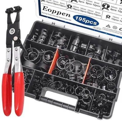 Produktbild von Schraubklemmen Set 195-teilig, 23 Größen für Kraftstoffschläuche, Silikonschläuche und Niederdruck-Luftklemmen