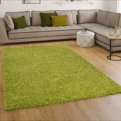 Produktbild von Shaggy Hochflor Langflor Teppich Sky Einfarbig in Grün Grösse 70x250 cm