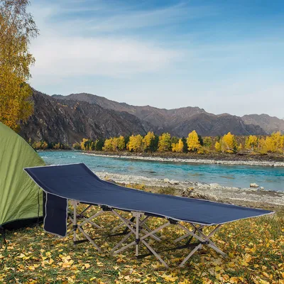Produktbild von Feldbett mit Aufbewahrungstasche Faltbares Campingbett Klappbett 190 x 68 x 52cm Blau
