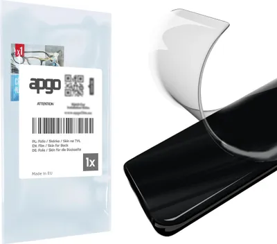 A product shot showing a protective film for a phone and the phone itself.