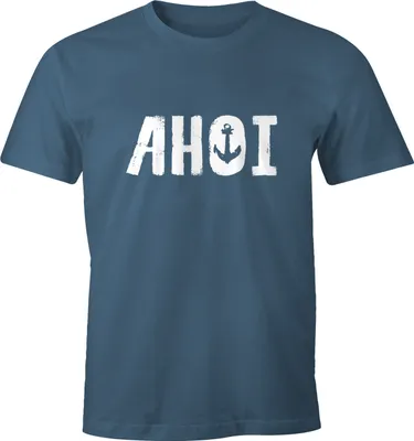Produktbild von Herren T-Shirt Ahoi mit Anker Seemanns Gruß Moonworks® denim M