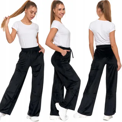 Produktbild von Damen-Samt-Jogginghose, weites Bein, bequem und stylisch, MORAG XXL, SCHWARZ