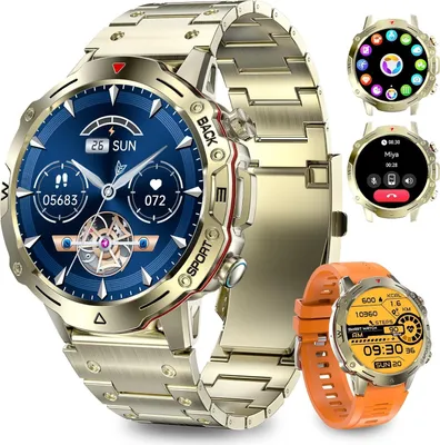 Produktbild von Homailida Smartwatch Herren mit 2 Uhrgürteln, über 100 Sportmodi, 24/7 Herzfrequenz, Schlafüberwachung, mit Telefonfunktion, Nachrichtenfunktionen