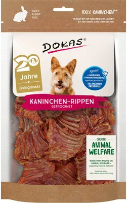 Produktbild von Dokas Kaninchen-Rippen getrocknet, Snacks, Hund, Adult, Kaninchen, 100 g