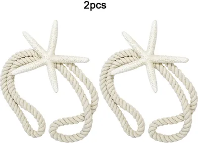 Obrázok produktu pre Lano záclony Tiebacks Prírodné hviezdice Drapery Holdbacks s bavlneným lanom pre záclony Beach Themed Home Room Window al Decor