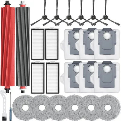 Produktbild von 26 Stück Zubehörset für Roborock Qrevo Master/Qrevo Slim Roboter Saugroboter,1 Satz Hauptbürsten,4 Filter,6 Mop-Pads,6 Seitenbürsten und 6 Staubbeutel,Zubehör für Roborock Q Revo Master