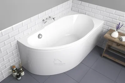 Produktbild von ECOLAM Badewanne Eckbadewanne Eckwanne Wanne Acryl Mi-Polimat 140x70 RECHTS Schürze Füße Silikon Ablaufgarnitur GRATIS