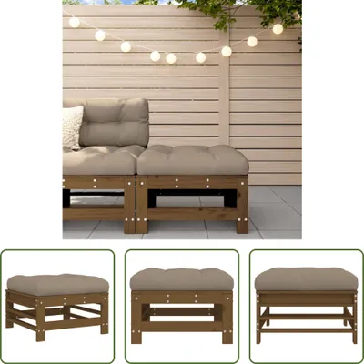Produktbild von The Living Store Gartenhocker mit Kissen Honigbraun Massivholz Kiefer