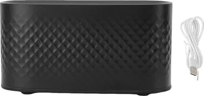Produktbild von Simulierter Flammendiffusor, 7 Farben Licht, stilvoller Desktop-USB-Luftbefeuchter für Zuhause, Hotel, Büro, Schwarz, 160 ml