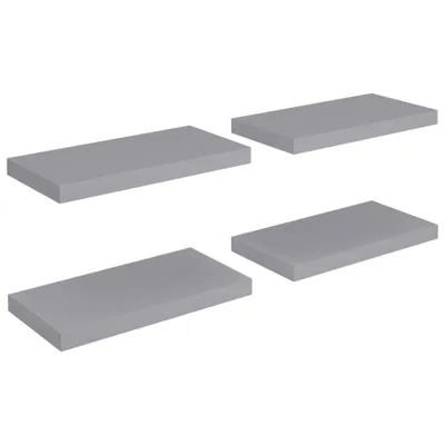 Obrázok produktu pre Plávajúce nástenné police 4 ks, sivé 50x23x3,8 cm, MDF