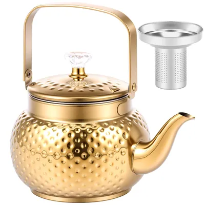 Teekanne aus Edelstahl mit Sieb, gold, 1,5 l/2 l