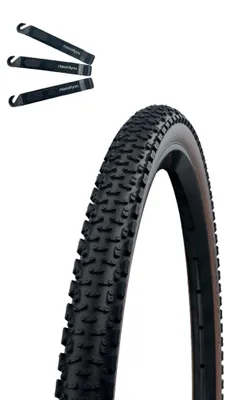 Produktbild von 1 x Faltreifen Schwalbe G-One Ultrabite Performance RaceGuard TLE ADDIX E-25 Schwarz/Bronze 40-622 (28 x 1.50") inkl. maxxi4you Reifenheber