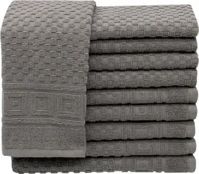 Produktbild von 10er Set Gästehandtücher mit Waffelmuster, 30x50 cm, grau, 440 g/qm