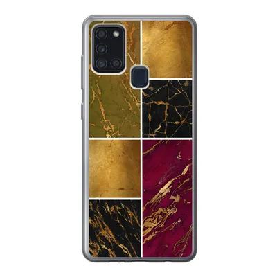 Produktbild von MuchoWow® Handyhülle Schutzhülle Hülle für Samsung Galaxy A21s Marmor - Gold - Schwarz - Rosa Silikon Softcase Handy Hülle - Hartschale