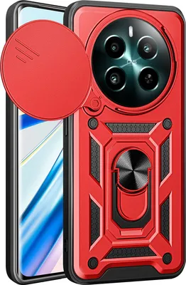 Produktbild von Hülle für Realme 12+ Magnetische Ring Ständer Halter Dia Kameraschutz TPU Bumper Silikon Schutzhülle Rot