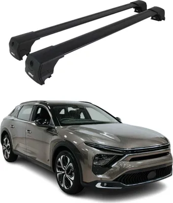 Image de Barres de toit transversales pour Citroen C5 X 2021-2025 Aluminium Noir 2 Pcs