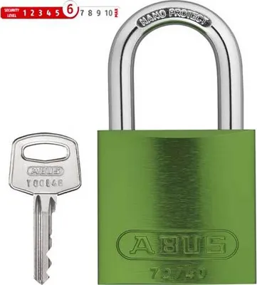 Produktbild von ABUS 72/40, Herkömmliches Vorhängeschloss, Tastensperre, Grün, Aluminium, U-förmig, 3,9 cm
