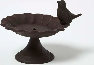 Produktbild von HOMESCAPES Gusseisen Vogeltränke stehend – Vintage-Vogelbad für Garten & Balkon