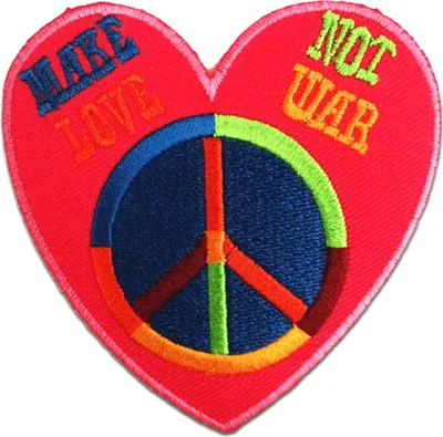 Produktbild von Make Love Not War! Peace - Aufnäher, Bügelbild, Aufbügler, Applikationen, Patches, Flicken, Zum Aufbügeln, Größe: 7,4 x 7,8 cm
