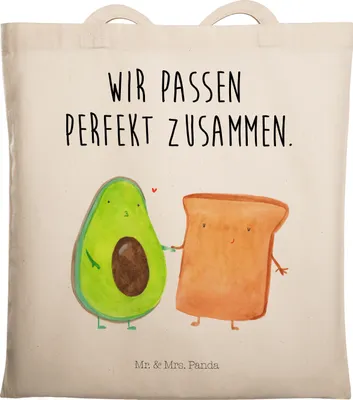Produktbild von Mr. & Mrs. Panda Baumwolltasche Avocado Toast - Transparent - Geschenk, Hochzeit, Tasche, Pärchen, Jutebeutel, Liebe, Laptoptasche, Schultasche, Toastbrot, Tote Bag