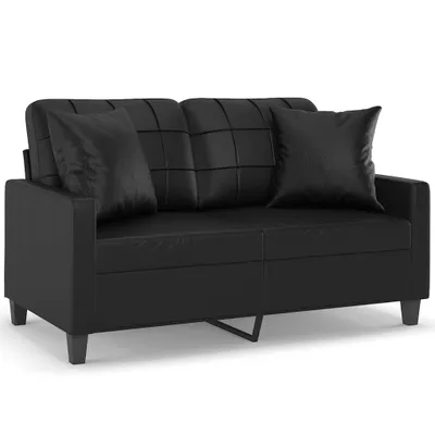 Produktbild von 2-Sitzer-Sofa mit Zierkissen Schwarz 120 cm Kunstleder