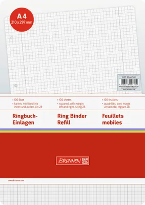 Produktbild von Ringbucheinlagen A4 Lineatur 28 100 Blatt Packung mit 5 Stück