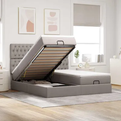 Produktbild von Maison Exclusive - Ottoman-Bett mit Matratzen & LEDs Taupe 160x200 cm Stoff
