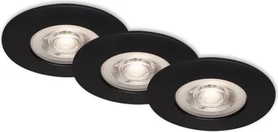 Immagine prodotto di Lampade da incasso a LED, lampada da bagno, set da 3, 5 W, 3000K, IP44, nero opaco, Ø 9 cm, Briloner