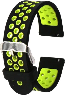 Immagine prodotto di Cinturino per smartwatch da 20 mm, silicone, nero e verde, sgancio rapido
