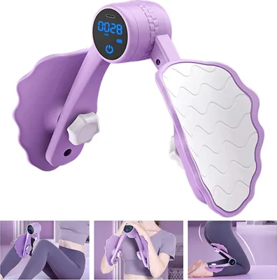 Produktbild von Hip Trainer, Oberschenkeltrainer Beckenbodentrainer Für Frauen, Beintrainer Po Beinpresse Oberschenkel Beckenboden Beckenbodentraining Beine Bein Trainingsgerät Lila