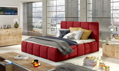 Produktbild von Polsterbett Doppelbett VERONA Komplettset Polyesterstoff Rot 140x200cm