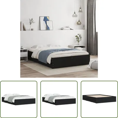 Produktbild von The Living Store Bettgestell mit Schubladen Schwarz 120x190 cm Holzwerkstoff
