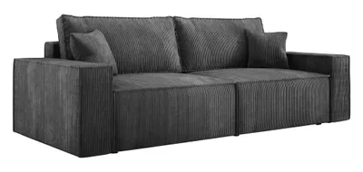 Produktbild von Sofa mit Schlaffunktion und Bettkasten CORTINA, Sofa Cord, Couch, Klappsofa mit Schlaffunktion, Schlafsofa, Bettsofa, Polstersofa - Grau POSO 60