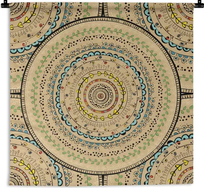 Produktbild von MuchoWow® Wandteppich Wandbehang Kreise - Muster - Südamerika 90x90 cm Tapisserie Dekoration Wandtuch - Wandaufhänger