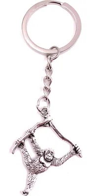 Produktbild von Onwomania Schlüsselanhänger Affe kleternd Silber Chimpanse Metall Anhänger Charm