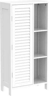 Image de SoBuy Armoire basse Armoire colonne Rangement pour cuisine, salle de bain, toilettes, armoire de salle de bain avec 1 porte et 3 étagères Blanc 48x24x96cm