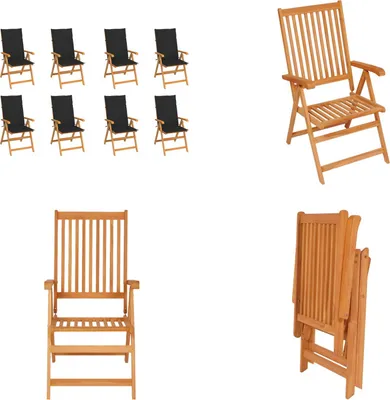 Produktbild von vidaXL Garten Liegestühle mit Kissen 8 Stk. Massivholz Teak - Gartenstuhl - Gartenstühle - Garten-Liegestuhl - Garten-Liegestühle