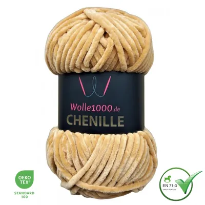 Produktbild von Wolle1000 Chenille - 18 CAMEL - 100g - weiches Chenille Garn / Kuschelwolle