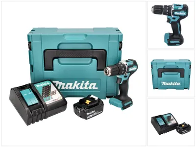 Zdjęcie produktu dla Makita DHP 487 RF1J akumulatorowa wiertarko-wkrętarka udarowa 18 V 40 Nm bezszczotkowa + 1x akumulator 3,0 Ah + ładowarka + Makpac