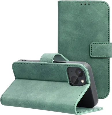 Image de Etui TENDER Livre Housse de protection Aimant Stand Fonction Housse compatible avec iPhone 14 Plus Vert