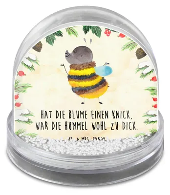 Produktbild von Mr. & Mrs. Panda Weihnachts Schneekugel Hummel flauschig - Naturpapier - Geschenk, dekoartikel, Blume, Biene, schnee kugel, Schüttelkugel, Lustige Sprüche, glitzerkugel