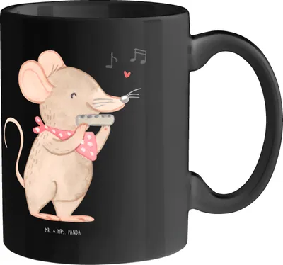 Produktbild von Mr. & Mrs. Panda Kaffeetasse Mundharmonika Ohooo - Schwarz - Geschenk, Atemtechnik, Becher, Musikinstrument, Tasse, Lernen, Instrument, Musikgenre, klein, Teetasse, Musik