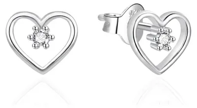 Image de Boucles d'oreilles cœur en argent avec zircone AGT-E100PW