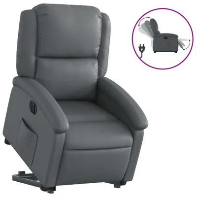 Obrázok produktu pre vidaXL Polohovacie kreslo so stojanom na pomoc elektrická sivá Imitácia kože