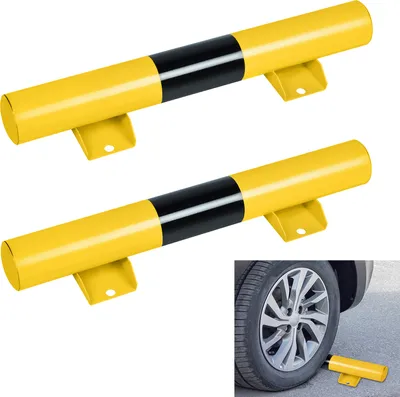 Produktbild von UISEBRT 60 x 13,5 x 9,5 cm Garagenstopper Gummi Radstopp Parkbegrenzung Gelb Reflektoren Gummi Parkplatzbegrenzung Parkstopper Parkplatz-Markierung für Auto Garage