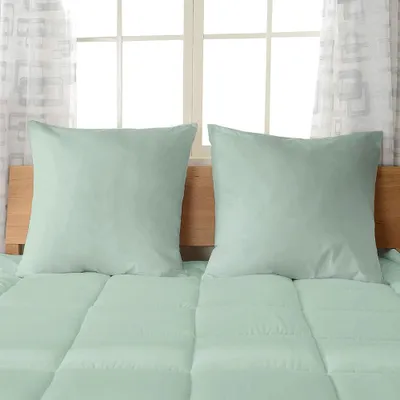 Produktbild von s, weiches Satin-Kissenbezug-Set (2-teilig), 80 x 80 cm, meergrünes Design, Baumwollkissenbezüge mit 600 Fäden pro Zoll, 100 % langstapelige Baumwolle. Nur Kissenbezug (meergrün, 80 x 80 cm), Mako-Satin.